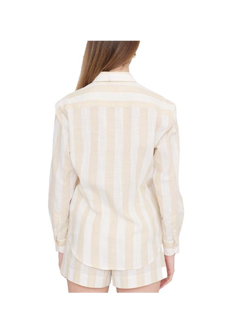 Camicia Mc2 Saint Barth Meredith donna MEREDITH05739H Beige colletto a punta maniche lunghe carre polsini lino MC2 SAINT BARTH | Camicie | MEREDITH05739H1110